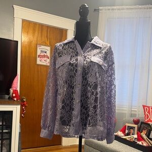 ANDREE BY UNIT Sheer Purple Lace Blouse